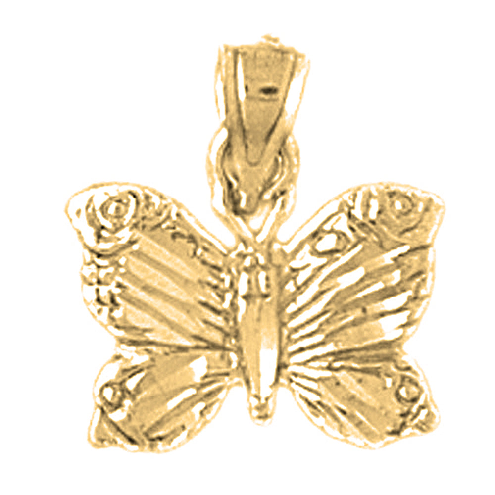 Yellow Gold-plated Silver Butterflies Pendant