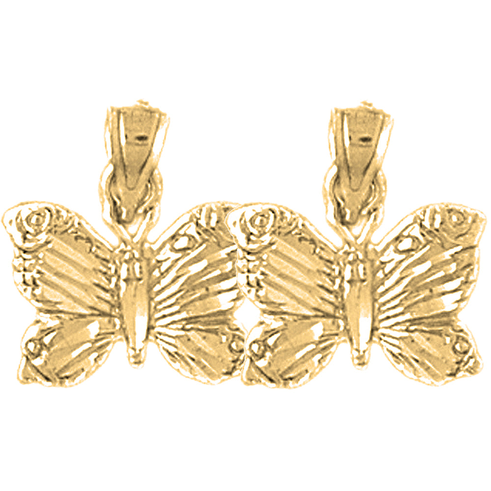 14K or 18K Gold 15mm Butterflies Earrings