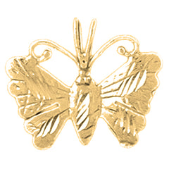 Yellow Gold-plated Silver Butterflies Pendant