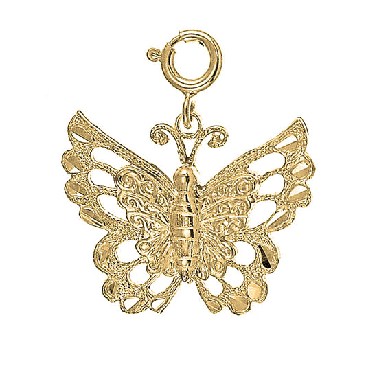 Yellow Gold-plated Silver Butterflies Pendant