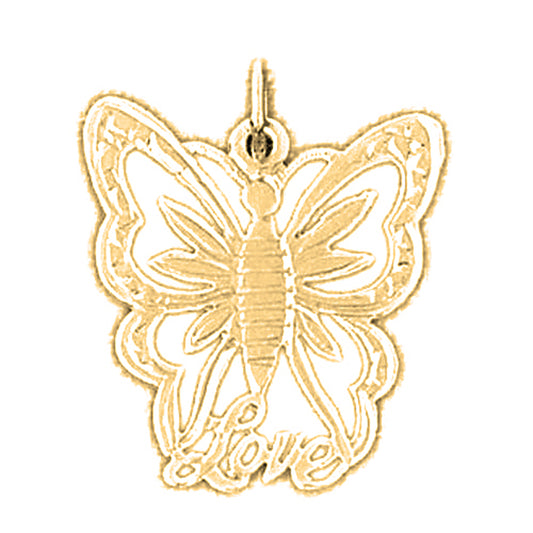 Yellow Gold-plated Silver Butterflies Pendant