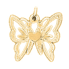 Yellow Gold-plated Silver Butterflies Pendant