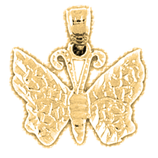 Yellow Gold-plated Silver Butterflies Pendant