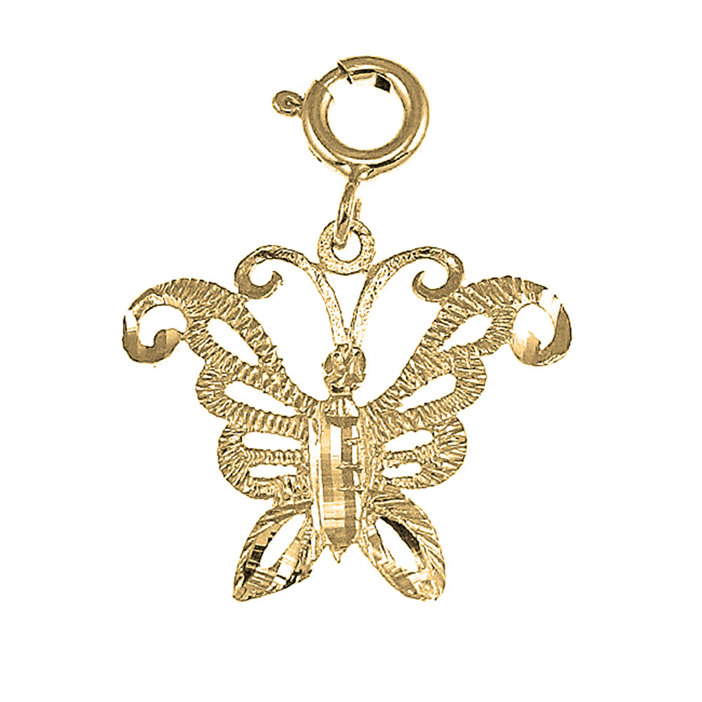 Yellow Gold-plated Silver Butterflies Pendant