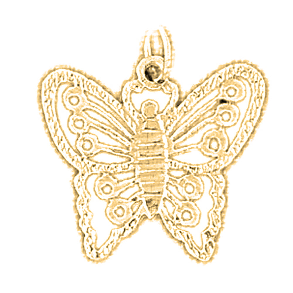 Yellow Gold-plated Silver Butterflies Pendant