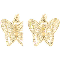 14K or 18K Gold 21mm Butterflies Earrings