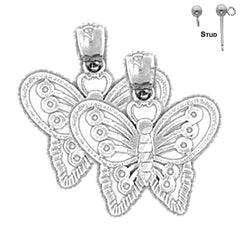14K or 18K Gold 18mm Butterflies Earrings