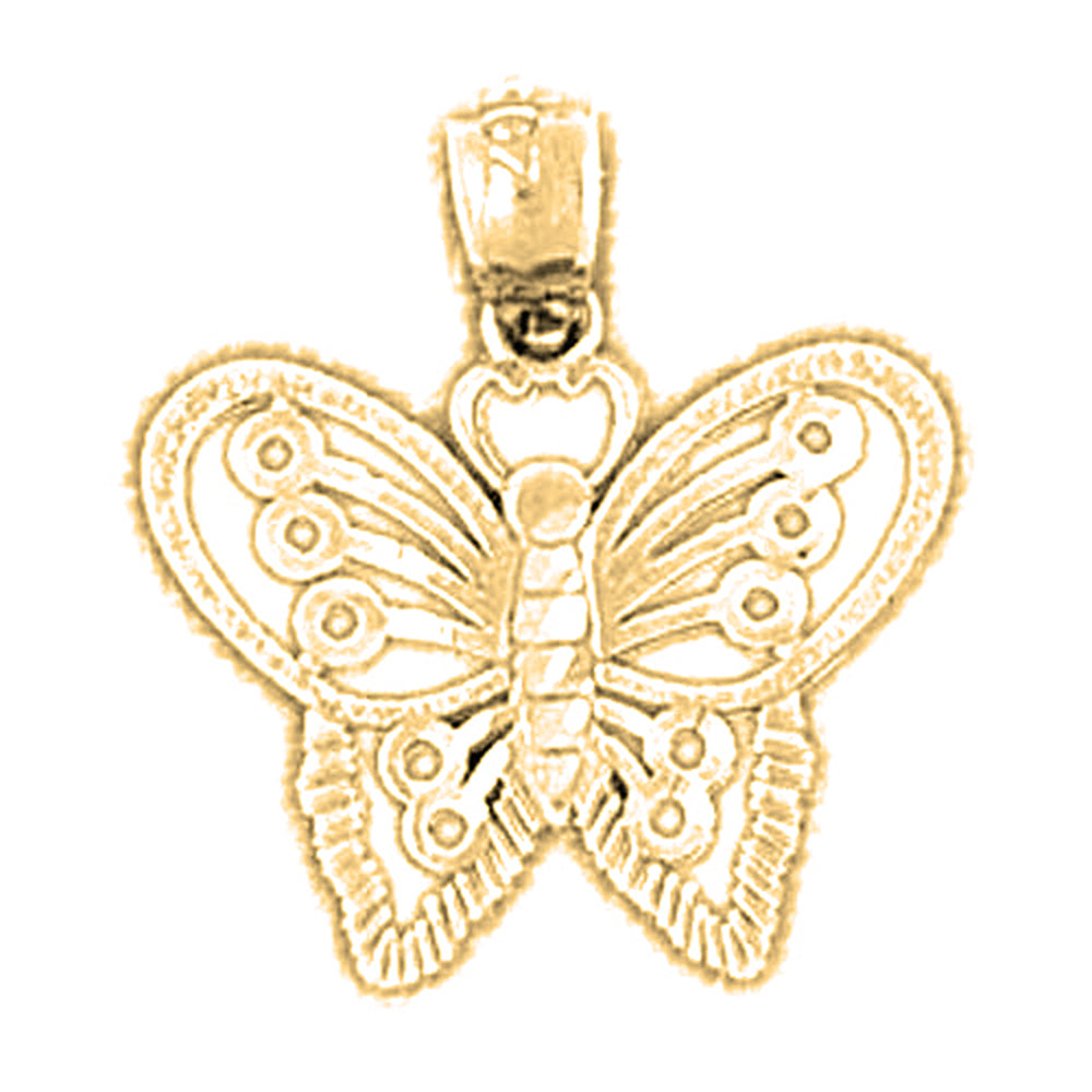 Yellow Gold-plated Silver Butterflies Pendant