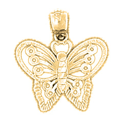 Yellow Gold-plated Silver Butterflies Pendant