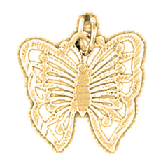 Yellow Gold-plated Silver Butterflies Pendant