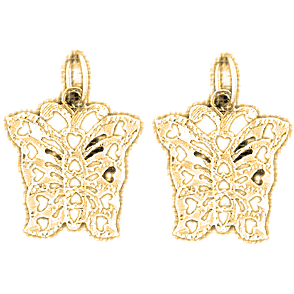 14K or 18K Gold 18mm Butterflies Earrings