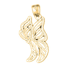 Yellow Gold-plated Silver Butterflies Pendant