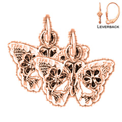14K or 18K Gold 14mm Butterflies Earrings