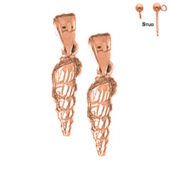14K or 18K Gold 15mm Conch Shell Earrings