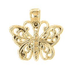 Yellow Gold-plated Silver Butterflies Pendant