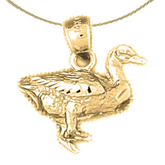 Sterling Silver 3D Duck Pendant (Rhodium or Yellow Gold-plated)