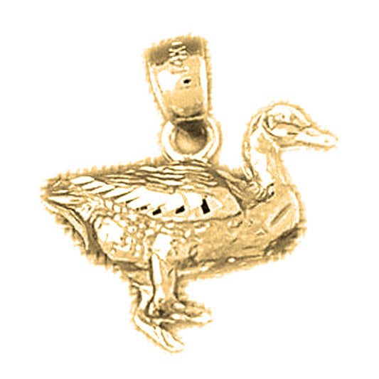 Yellow Gold-plated Silver 3D Duck Pendant