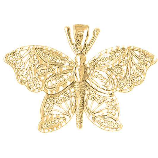 Yellow Gold-plated Silver Butterfly Pendant