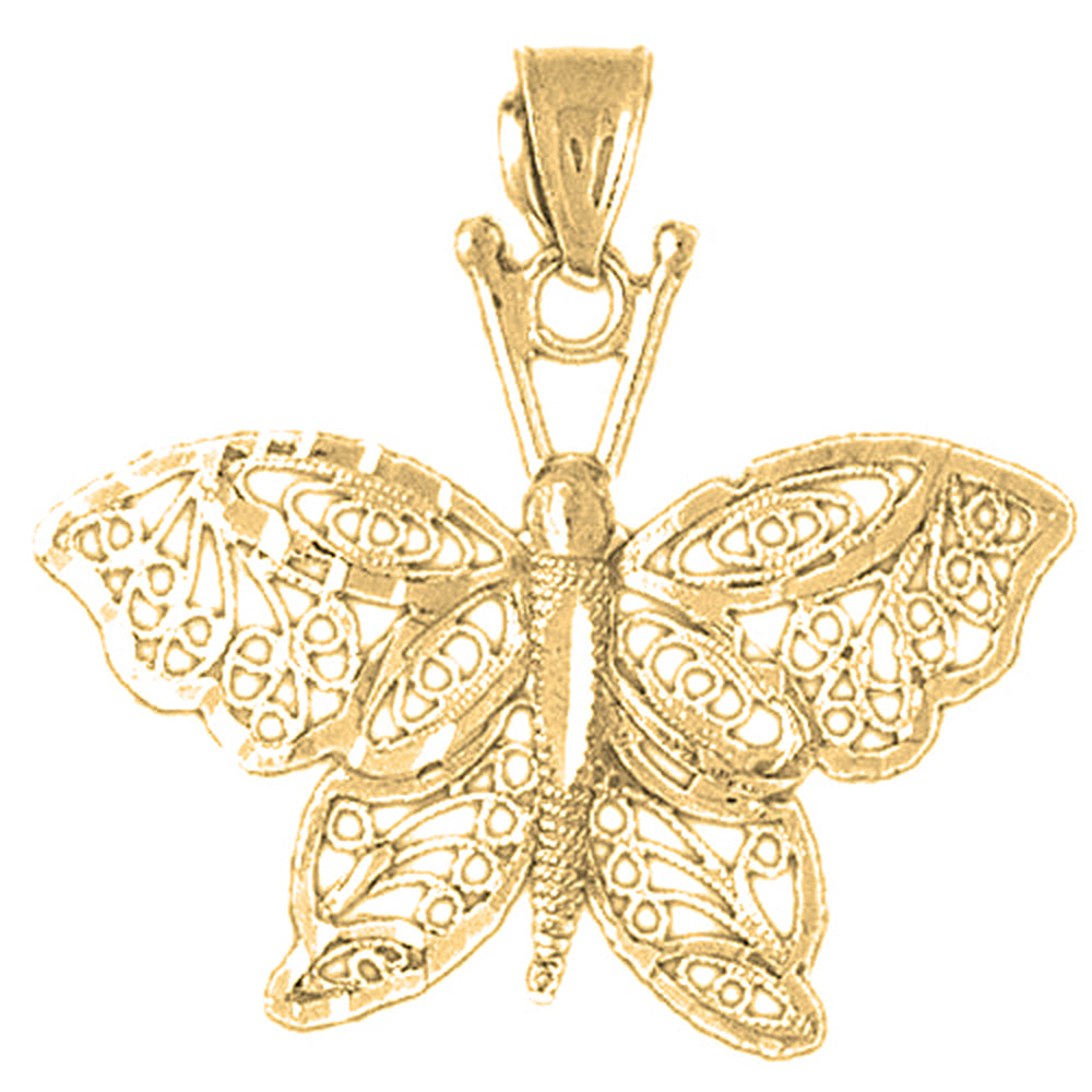 Yellow Gold-plated Silver Butterfly Pendant