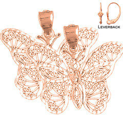 14K or 18K Gold 26mm Butterfly Earrings