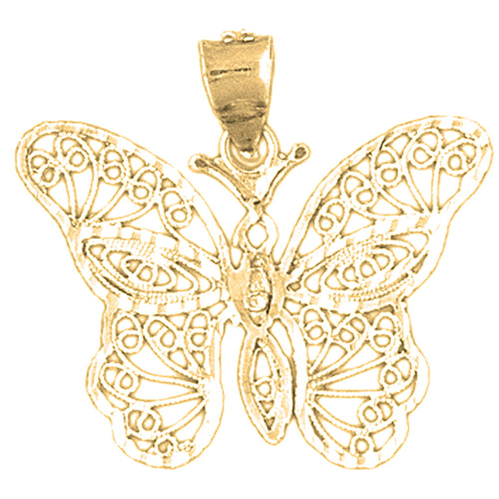 Yellow Gold-plated Silver Butterfly Pendant