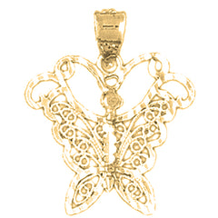 Yellow Gold-plated Silver Butterfly Pendant