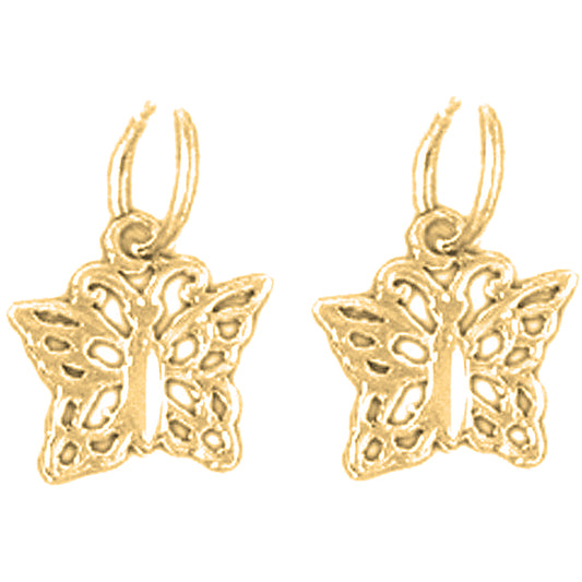 Yellow Gold-plated Silver 12mm Butterfly Earrings