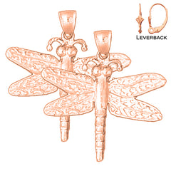 14K or 18K Gold 39mm Dragonfly Earrings