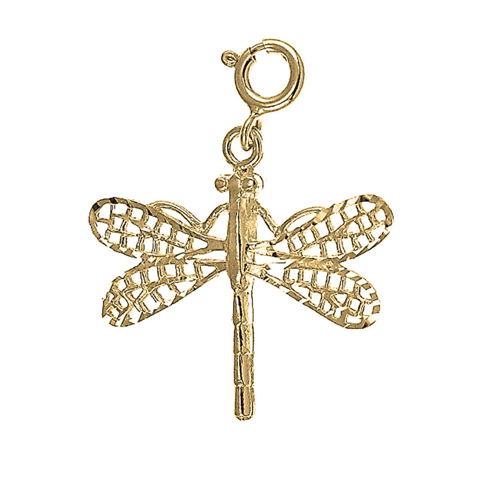 Yellow Gold-plated Silver Dragonfly Pendant