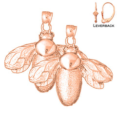 14K or 18K Gold 30mm Bee Earrings