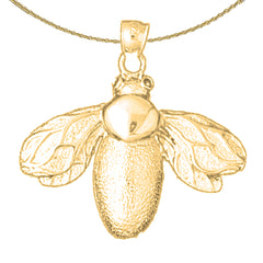 Sterling Silver Bee Pendant (Rhodium or Yellow Gold-plated)