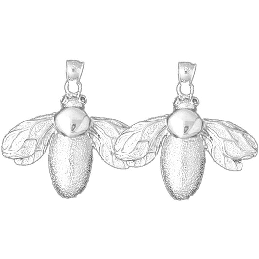 Sterling Silver 30mm Bee Earrings