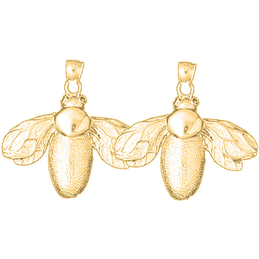 Yellow Gold-plated Silver 30mm Bee Earrings