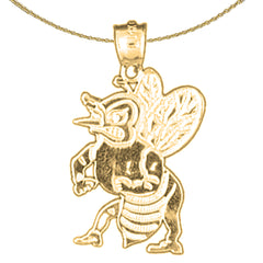 Sterling Silver Bee Pendant (Rhodium or Yellow Gold-plated)