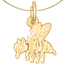 Sterling Silver Bee Pendant (Rhodium or Yellow Gold-plated)