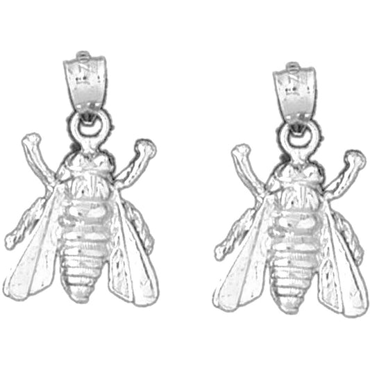 Sterling Silver 23mm Bee Earrings
