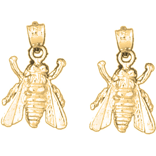 Yellow Gold-plated Silver 23mm Bee Earrings