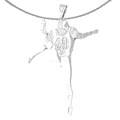 Sterling Silver Football Player Pendant (Rhodium or Yellow Gold-plated)