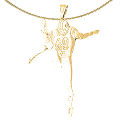 Sterling Silver Football Player Pendant (Rhodium or Yellow Gold-plated)