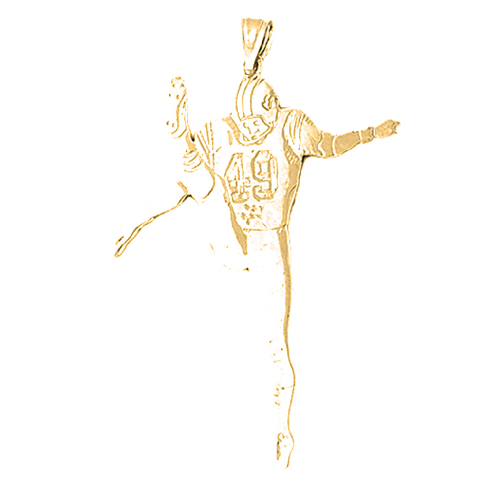 Yellow Gold-plated Silver Football Player Pendant