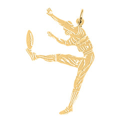 Yellow Gold-plated Silver Football Player Pendant