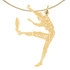 Sterling Silver Football Player Pendant (Rhodium or Yellow Gold-plated)