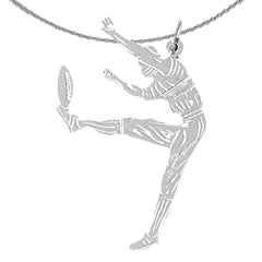 Sterling Silver Football Player Pendant (Rhodium or Yellow Gold-plated)