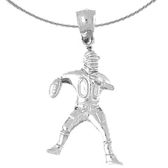 Sterling Silver Football Player Pendant (Rhodium or Yellow Gold-plated)