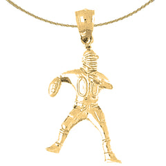 Sterling Silver Football Player Pendant (Rhodium or Yellow Gold-plated)