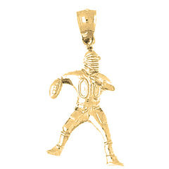 Yellow Gold-plated Silver Football Player Pendant