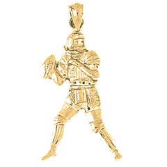 Yellow Gold-plated Silver Football Player Pendant