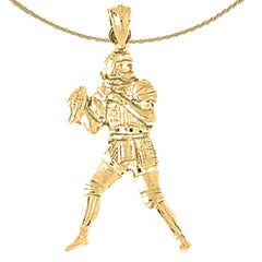 Sterling Silver Football Player Pendant (Rhodium or Yellow Gold-plated)