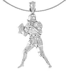 Sterling Silver Football Player Pendant (Rhodium or Yellow Gold-plated)