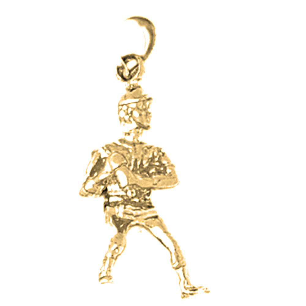 Yellow Gold-plated Silver 3D Football Player Pendant